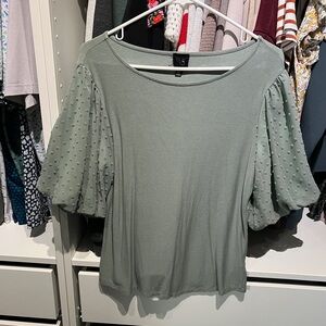 W5 Women's Sage Green Blouse with Puff Sleeves